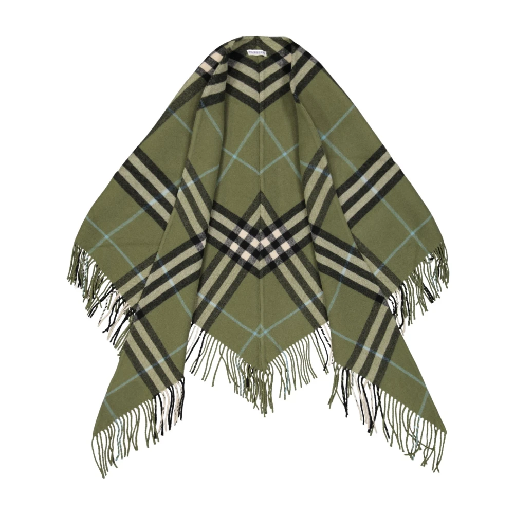 Burberry Vintage Check Poncho Cape Jacket Green Dames