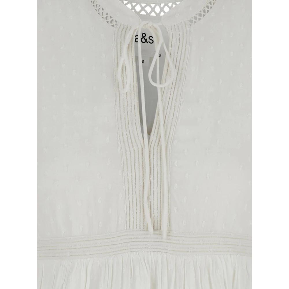 BA&SH Witte Crewneck Jurk met Knoopsluiting White Dames
