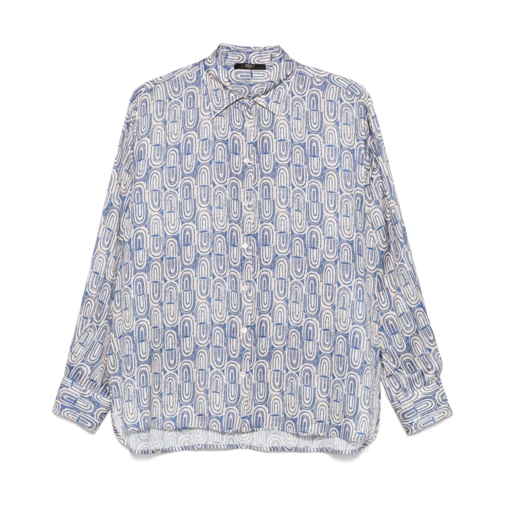 Seventy Blauw Klassieke Kraag Overhemd Lange Mouwen Blue Dames