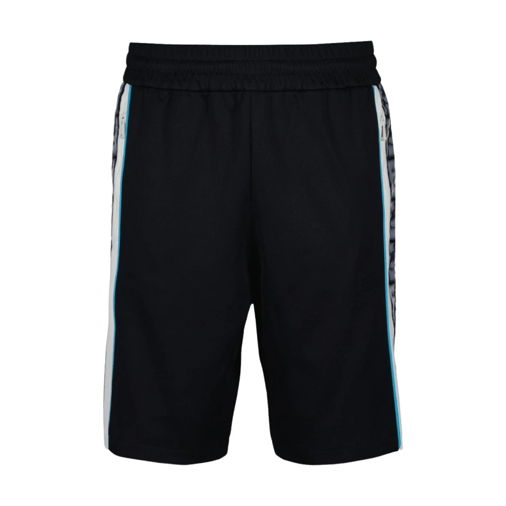 Fendi Blauwe Jersey Bermuda Shorts met Zijstrepen Blue Heren