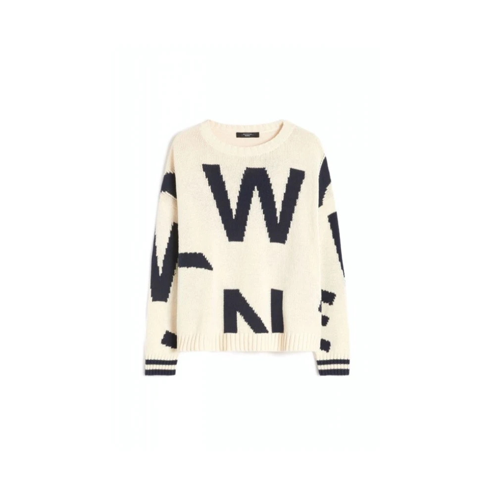Weekend Max Mara Vrouw Beige Truien & Vesten Dames, L, Rondgebreide Trui