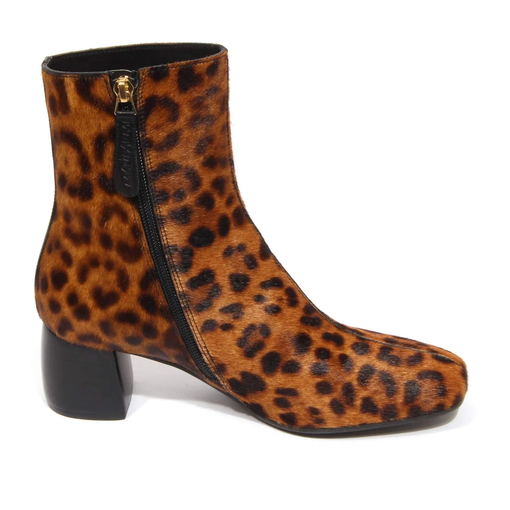 Maliparmi Vrouw Bruin Schoenen Dames, 37 Eu, Luipaardprint Enkellaarzen Met Rits