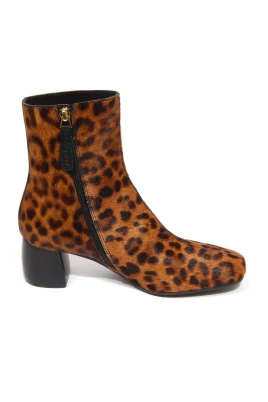 Leopardmönstrade Ankelboots med Dragkedja