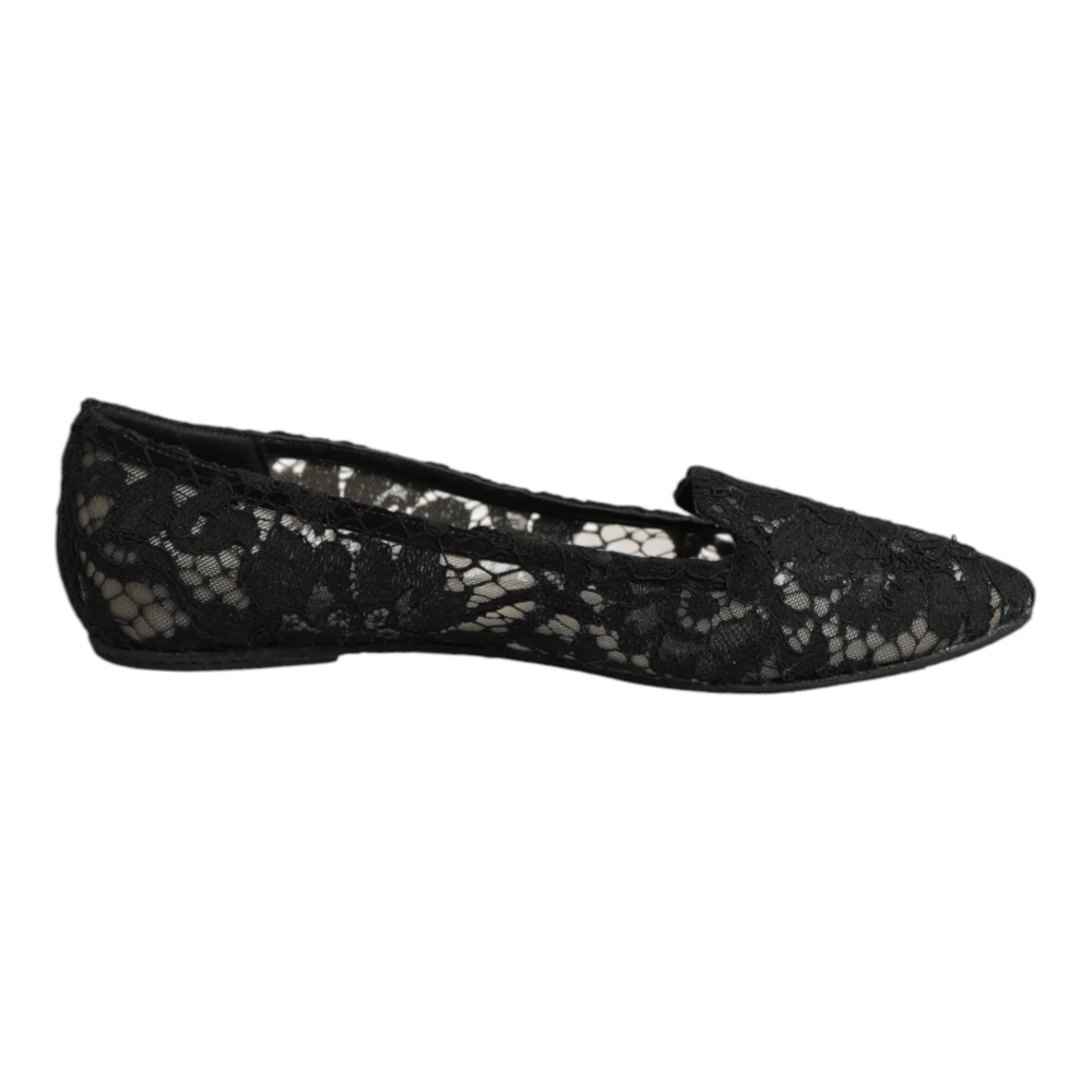 Dolce & Gabbana Svart Spets Slip On Flats