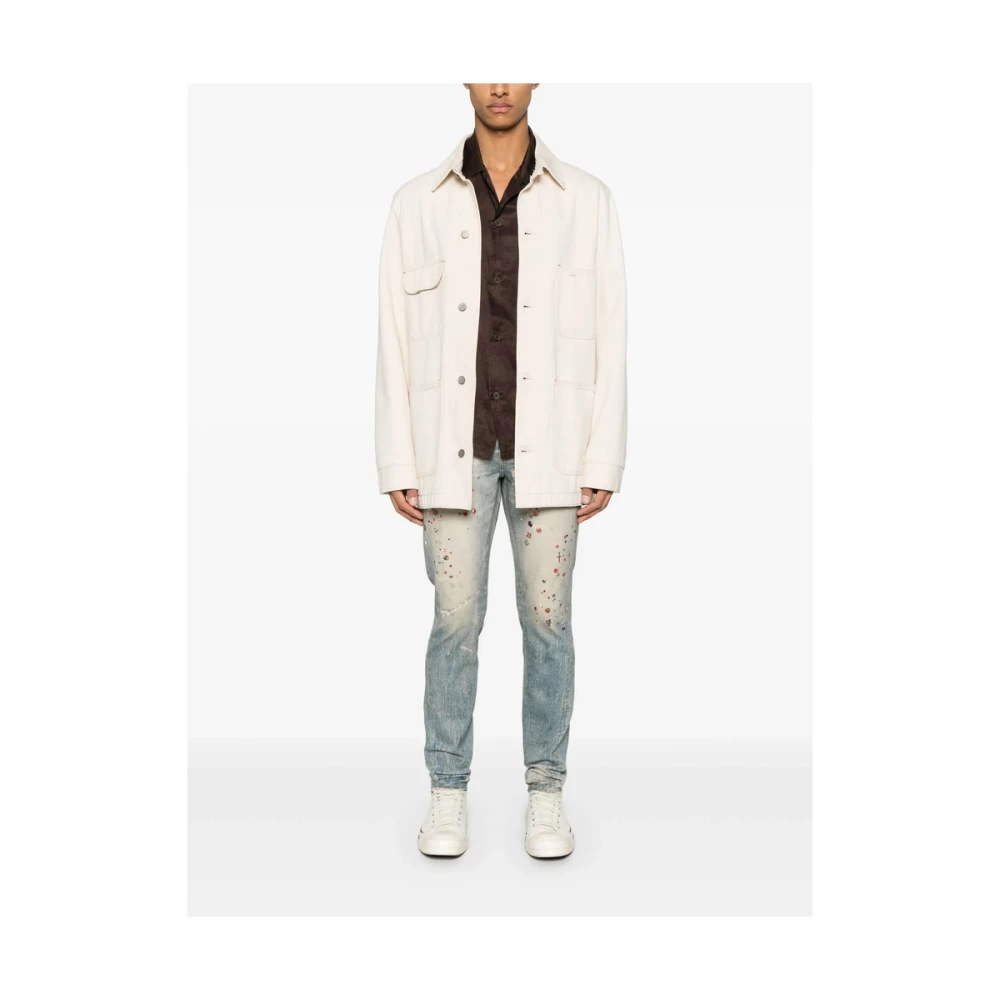 Purple Brand Blauwe Jeans met Logo en Knopen Blue Heren