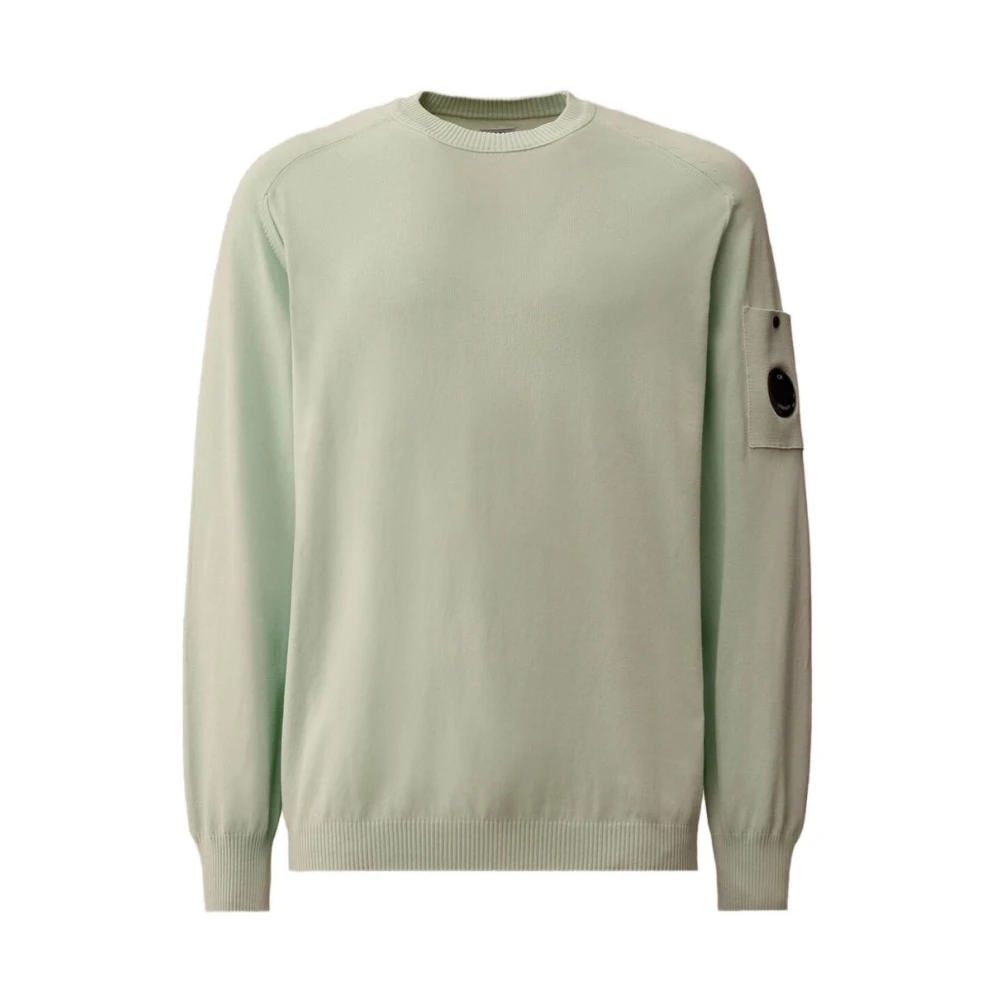C.p. Company Men's Green Crewneck Jumper With Lens Pocket - Round-Neck Knitwear - Xl - Knitwear