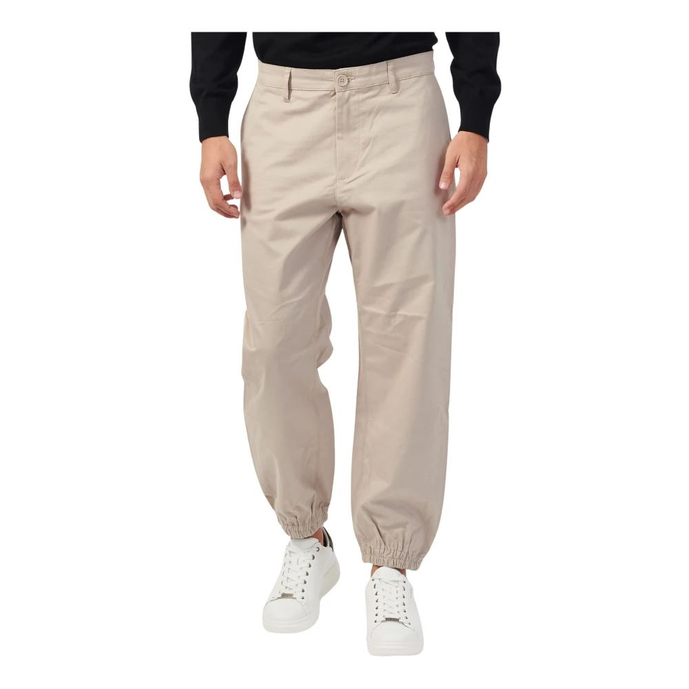 Armani Exchange Beige Joggers Med Elastiska Muddar