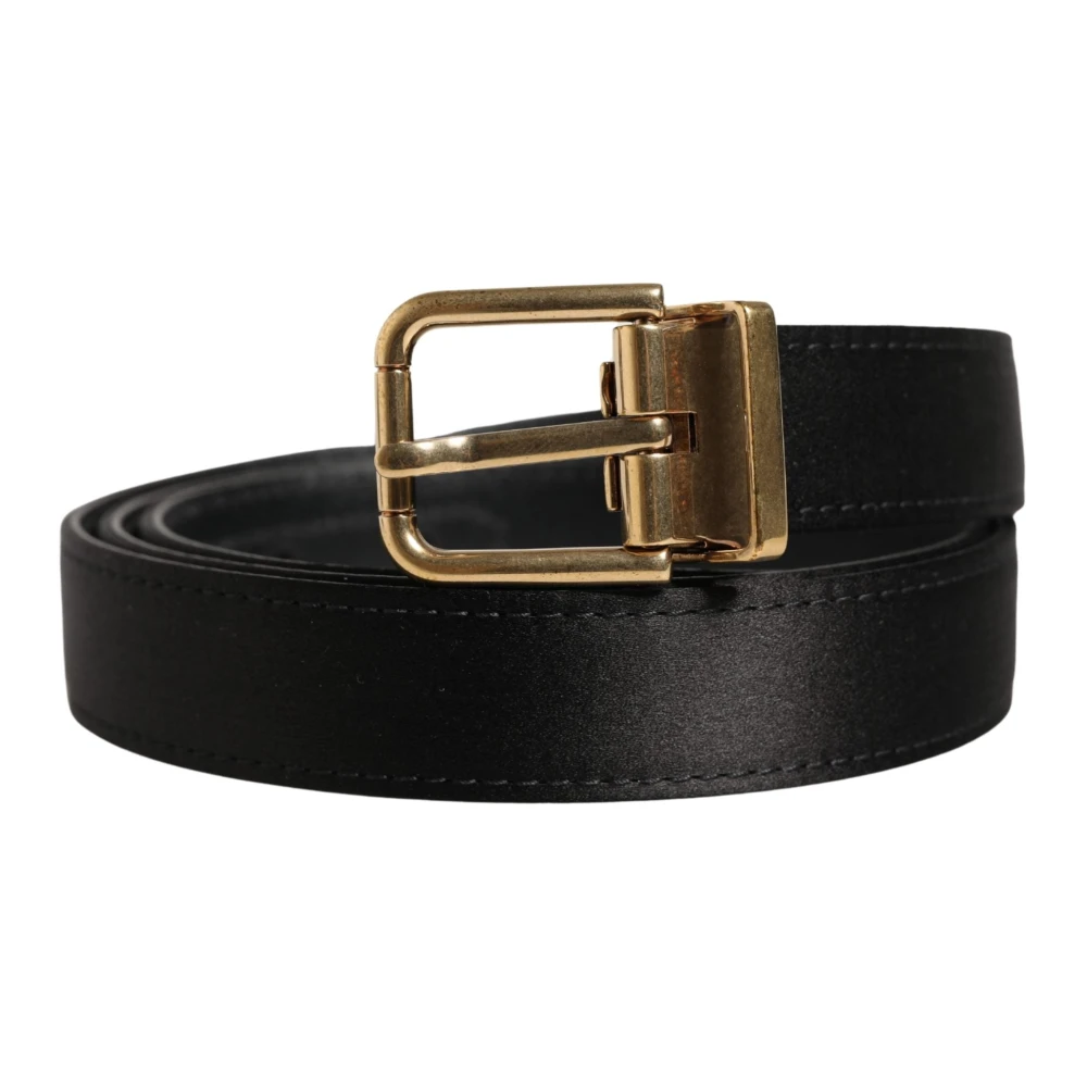 Dolce & Gabbana Belts, Male, One Size, Classic Viscose Metal Buckle Belt Black