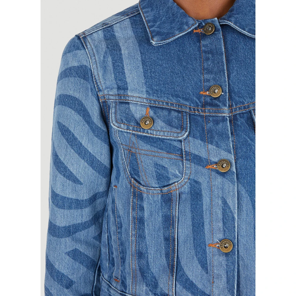 Ahluwalia Denim Jack met Laser Motief Blue Dames