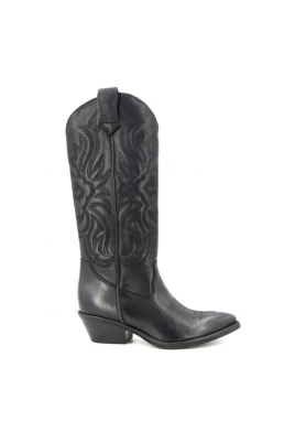 Läder Texan Boots med Broderi