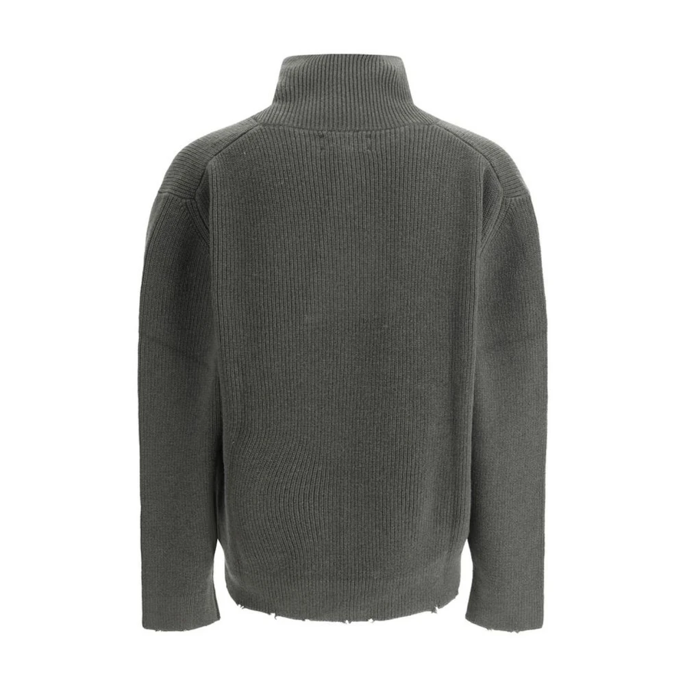 Laneus Geribbelde Shawl Hals Wol Trui Green Heren