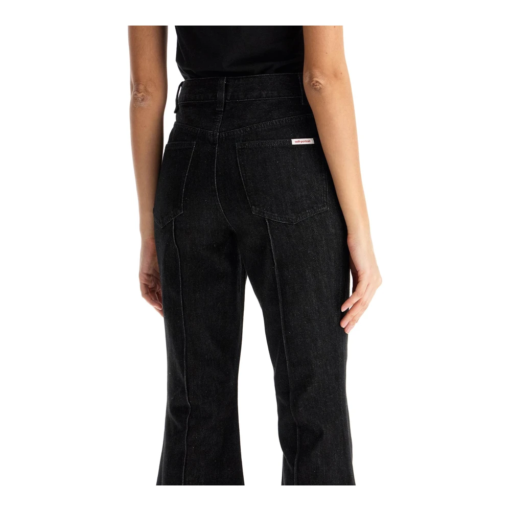 Self Portrait High-Waisted Flare Jeans Black Dames