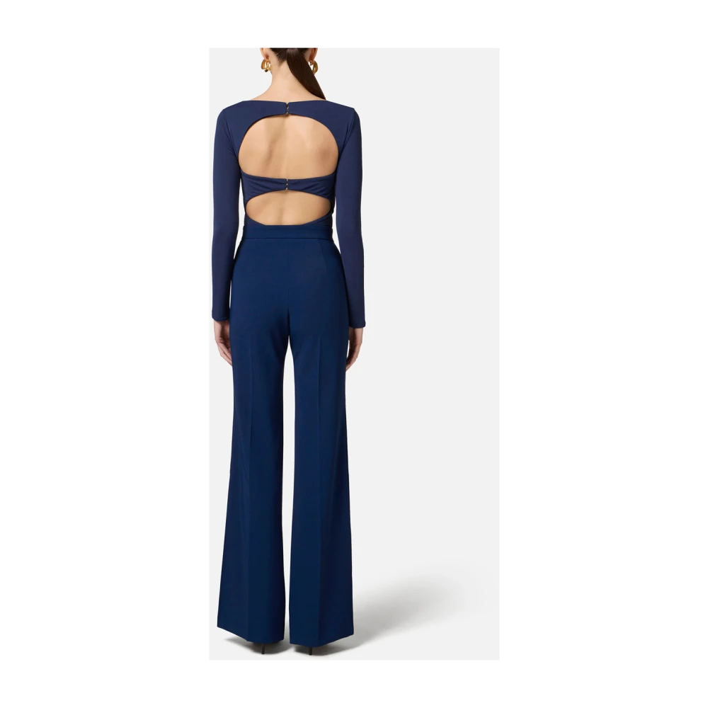 Elisabetta Franchi Blauwe Flare Broek Elegant Slim Fit Blue Dames