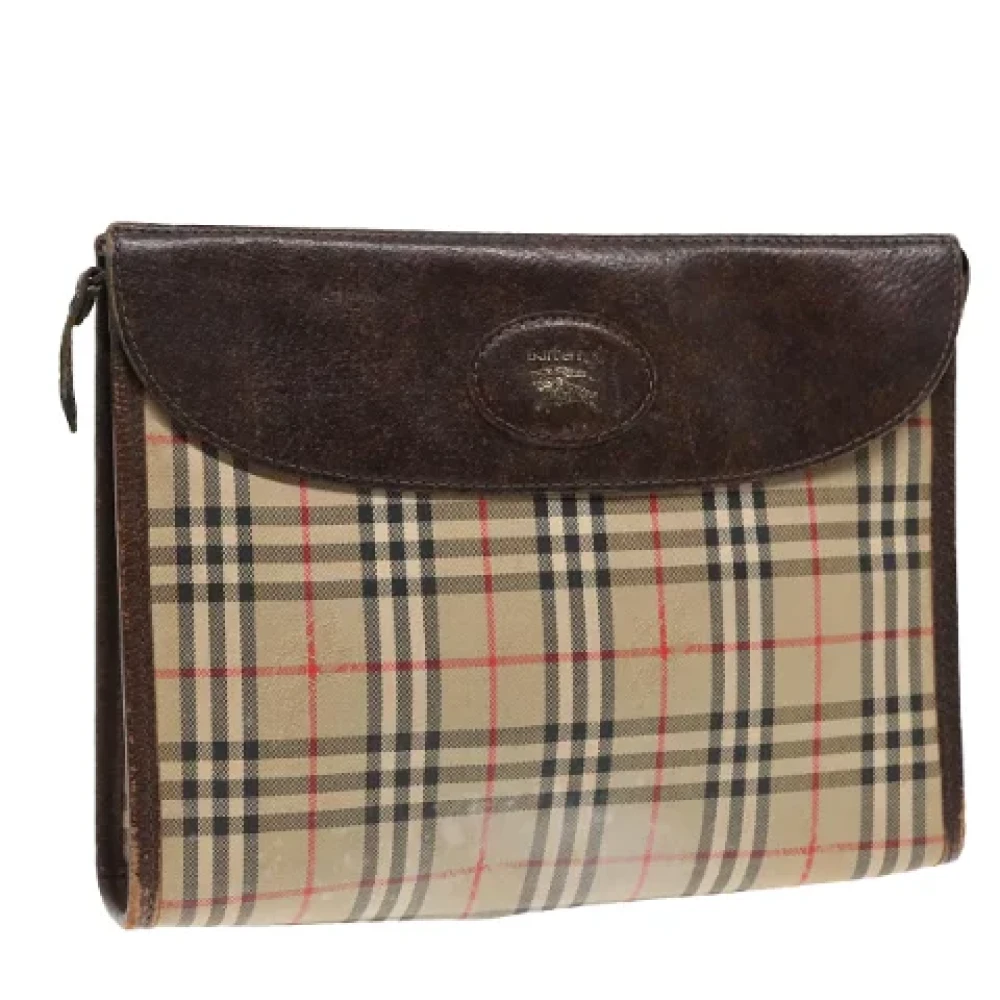 Burberry Vintage Pre-owned Canvas clutches Beige Dames