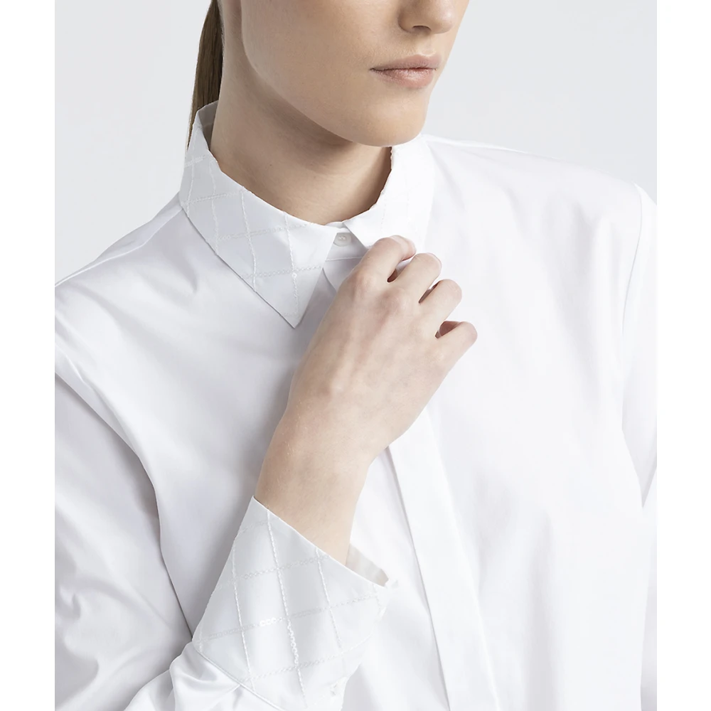 PESERICO Katoenen popeline shirt met pailletten White Dames