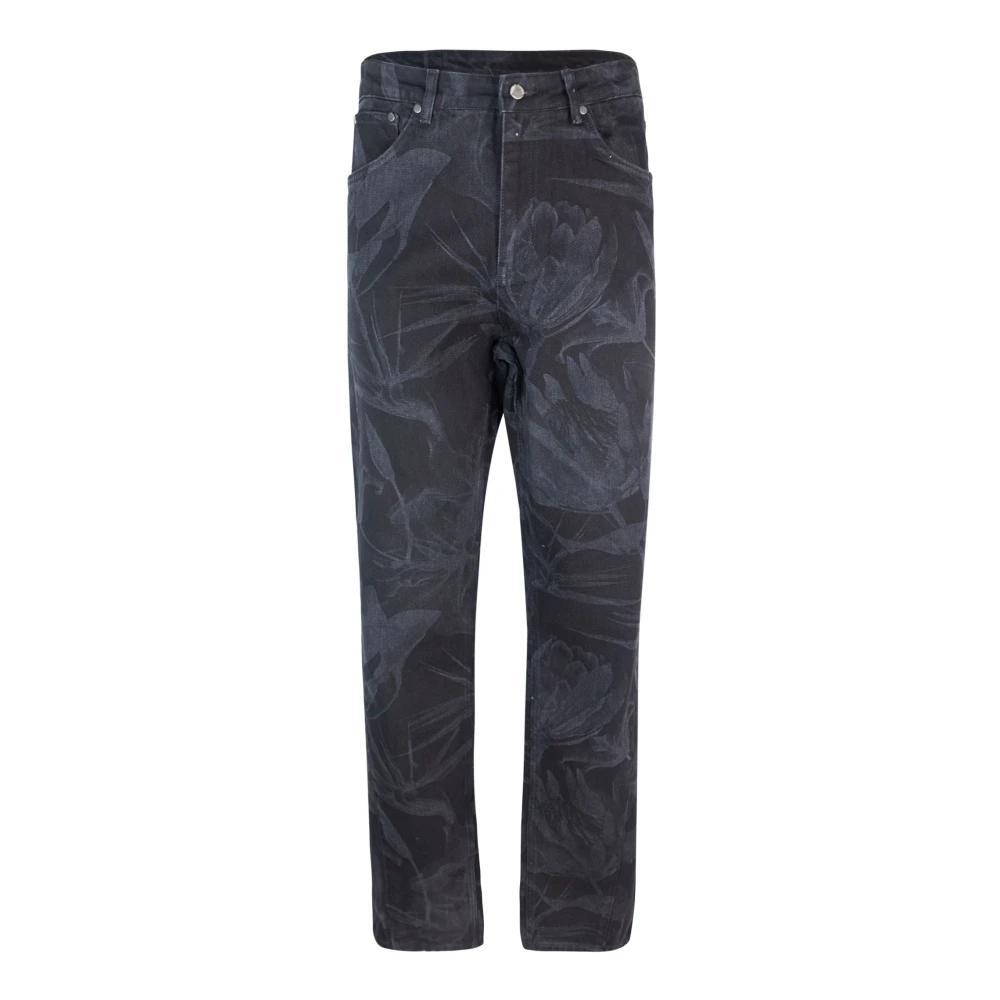 Daily Paper Zwarte Bloemenprint Straight Leg Jeans Black Heren