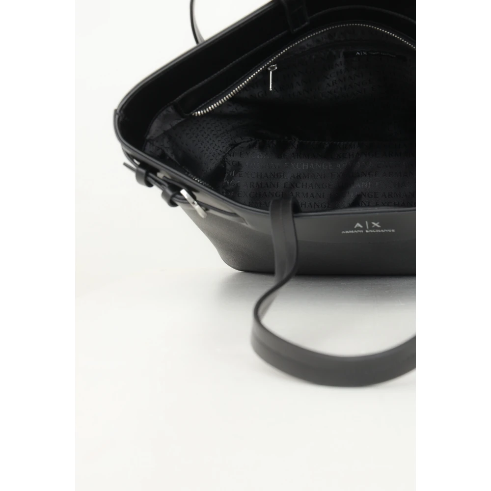 Armani Exchange Zwarte Shopper Tas Minimalistische Moderne Stijl Black Dames