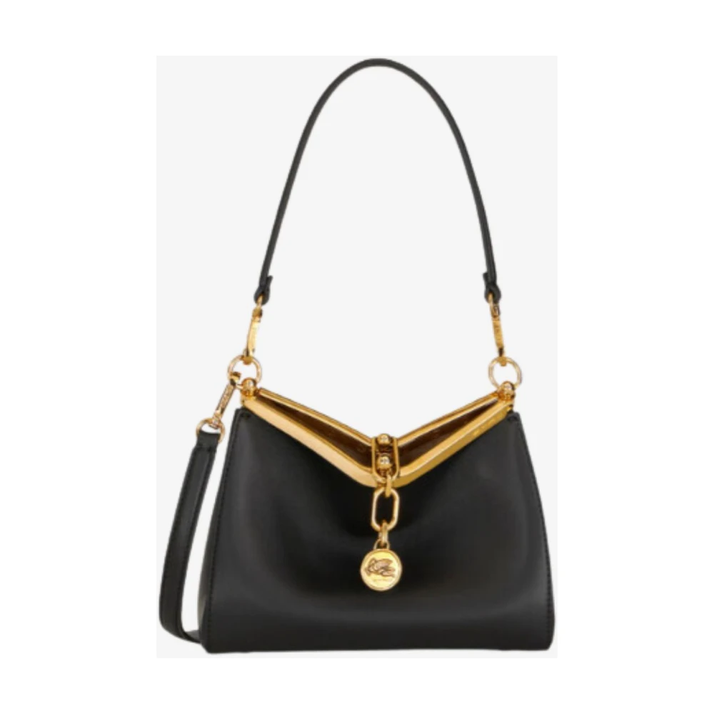 ETRO Leren Zeiltas met Metalen Sluiting Black Dames