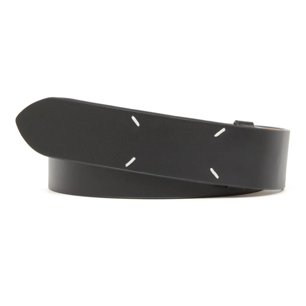 Maison Margiela Zwarte leren riem met gesp Black Dames