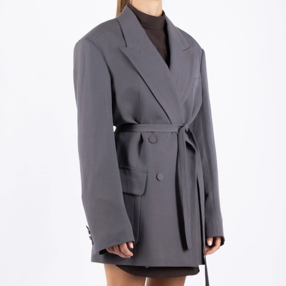 Dries Van Noten Talpa Wollen Jas Gray Dames