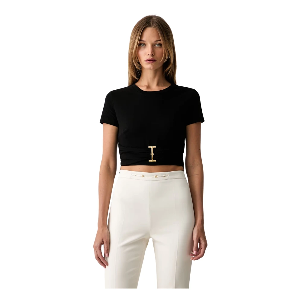 Elisabetta Franchi Donna Nero Top, L, New,