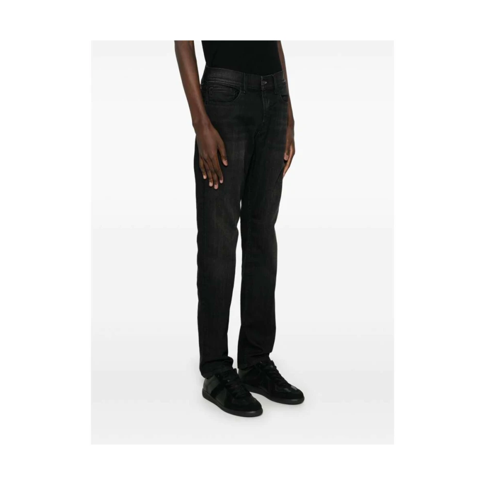 7 For All Mankind Zwarte Slim Fit Denim Jeans Black Heren