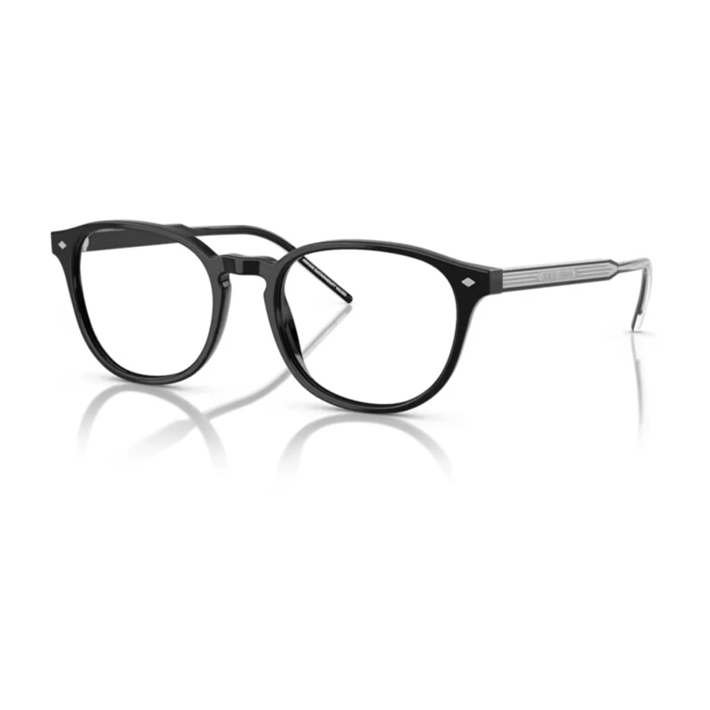 Giorgio Armani Men's Black Glasses, 52 Mm, Bioacetate Pantos Eyeglasses