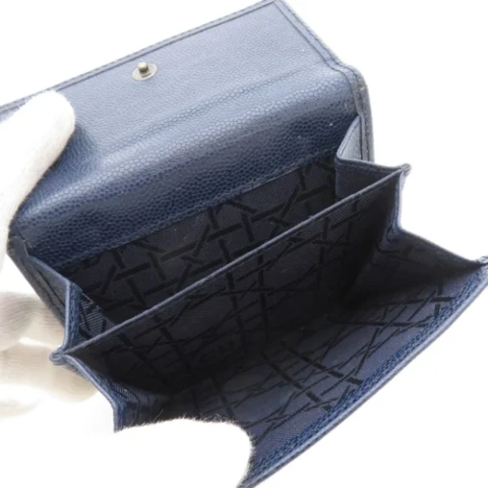 Dior Vintage Pre-owned Leather wallets Blue Dames