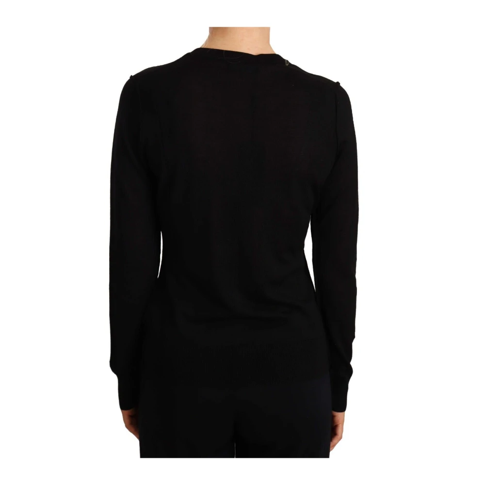 Dolce & Gabbana Elegante wollen trui met ronde hals Black Dames