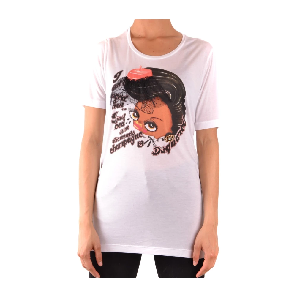 Dsquared2 Women's White T-Shirts, M, Short Sleeve T-Shirt
