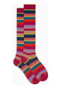 chaussettes-longues-en-coton-fuchsia-pour-femmes-a-rayures-multicolores