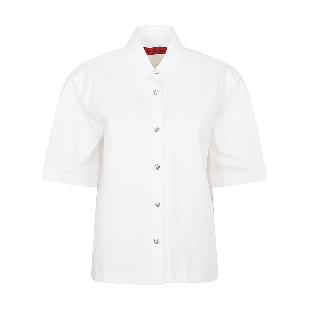 Thelatest Women's White Jewel Button Shirt - Shirts - L - Blouses & Shirts