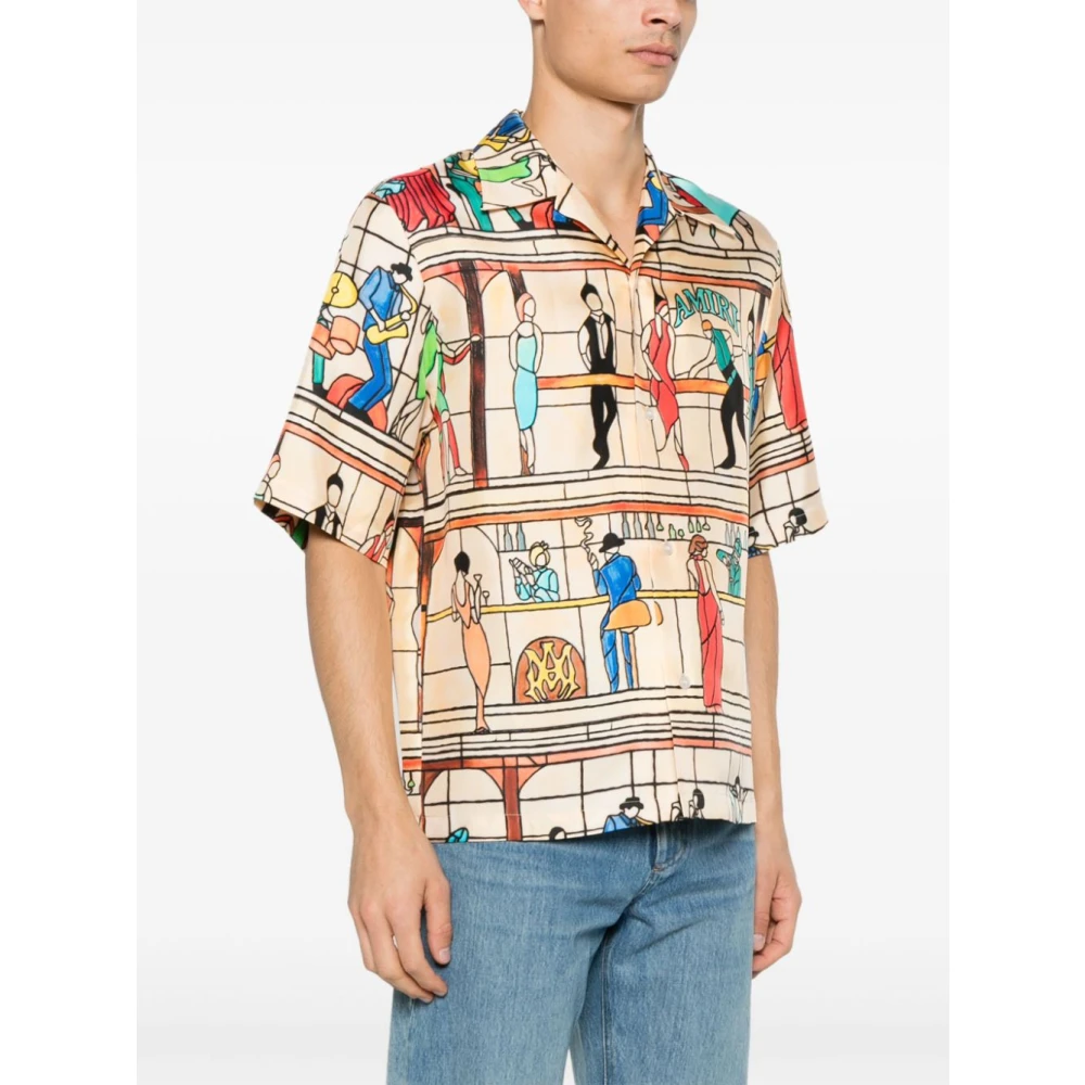 Amiri Beige Bowling Shirt met Pool Hall Print Multicolor Heren
