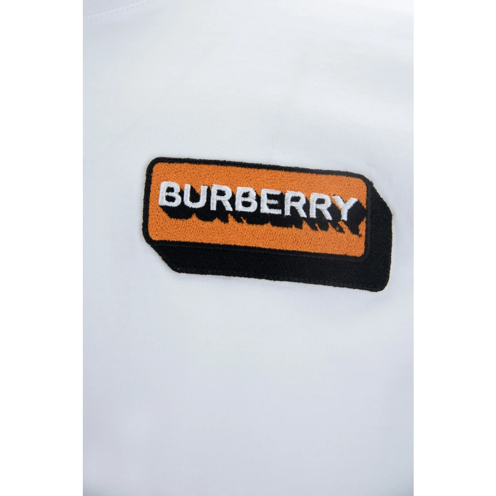 Burberry Heren Slip-On T-Shirt met Logo Patch White Heren