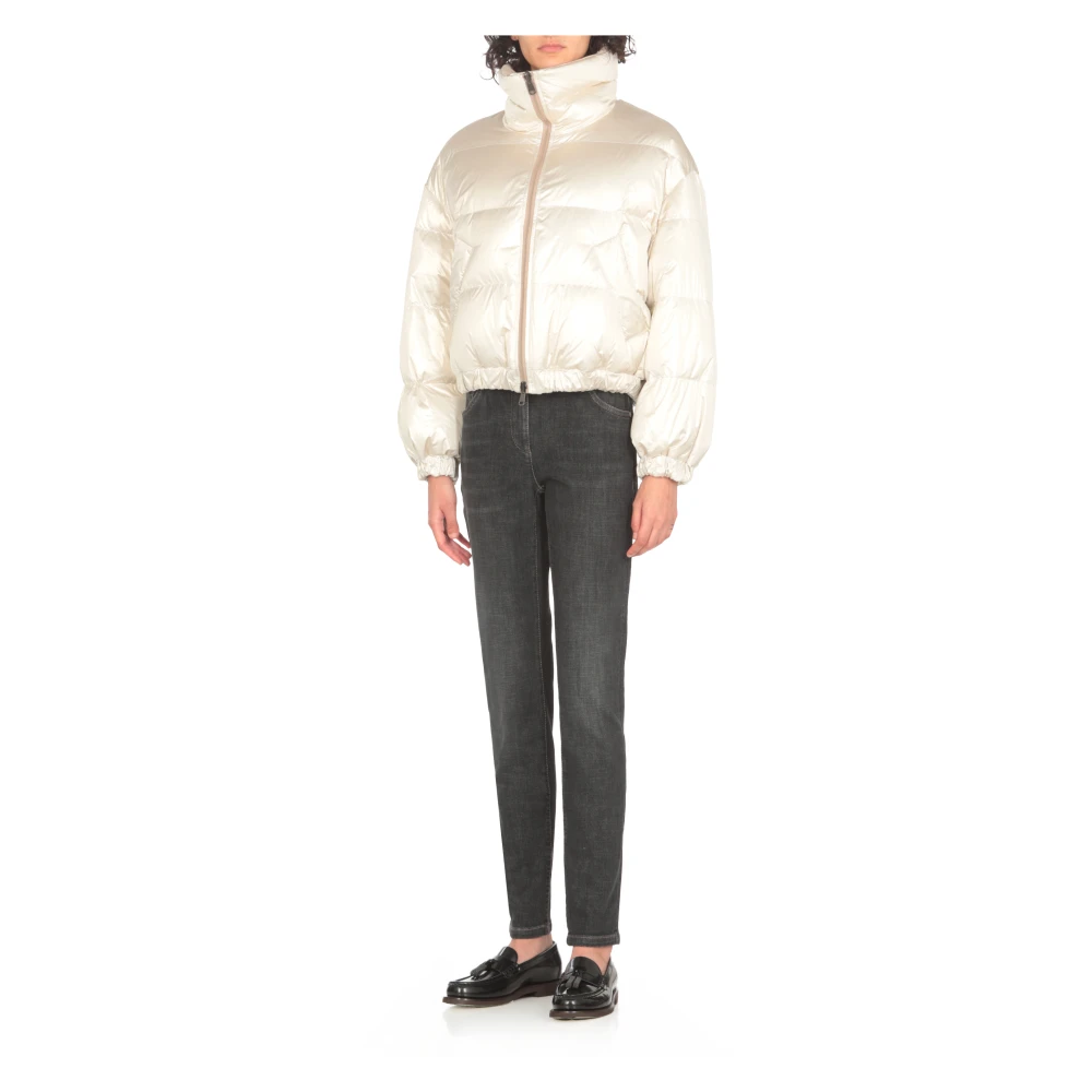 BRUNELLO CUCINELLI Gewatteerd Donsjack met Messing Detail Beige Dames