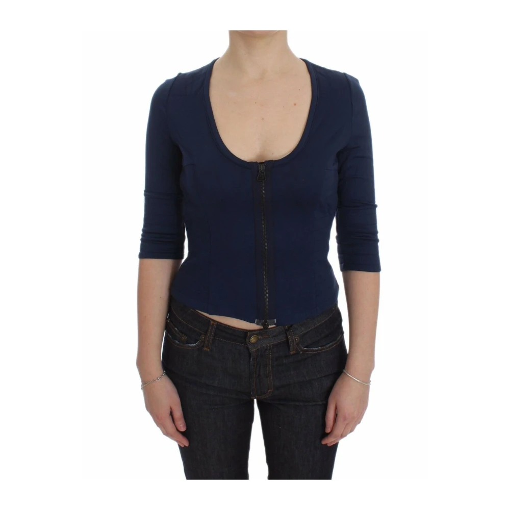 Exte Women's Blue Zipup Blouse Elegant Design