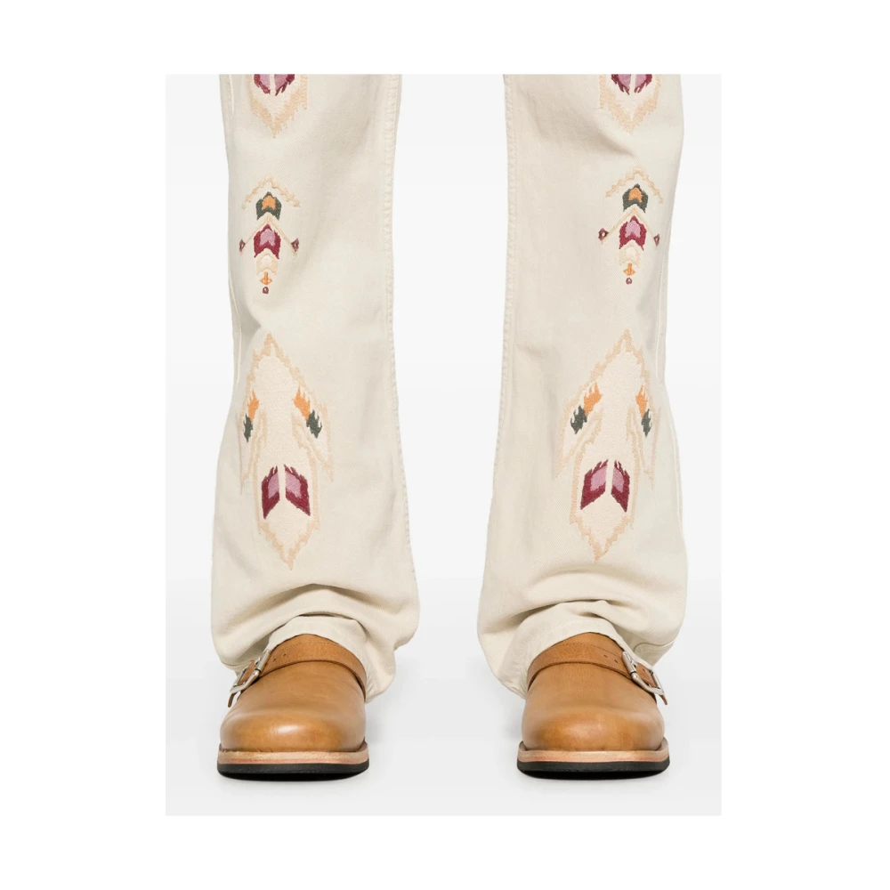 Isabel marant Ecru Geborduurde Voorste Knoop Jeans Beige Heren