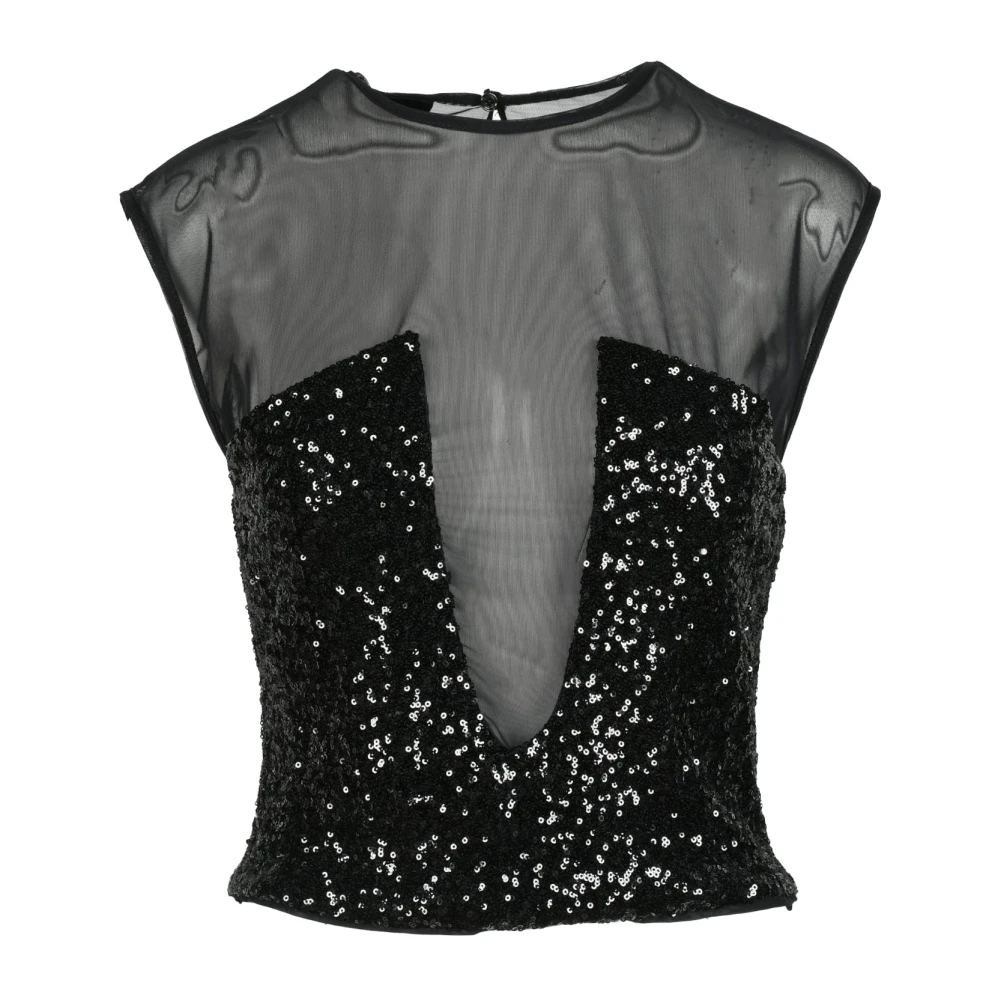 Pinko Elegante Top met Stretchstof Black Dames