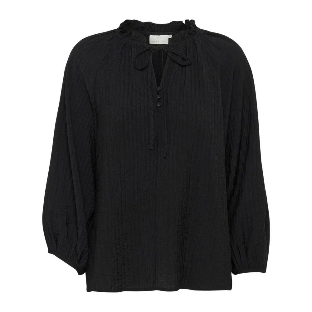 Kaffe Vrouwelijke Blouse met ¾ Mouwen Black Dames