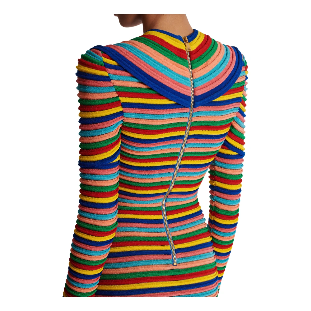 Balmain Korte veelkleurige gebreide jurk Multicolor Dames
