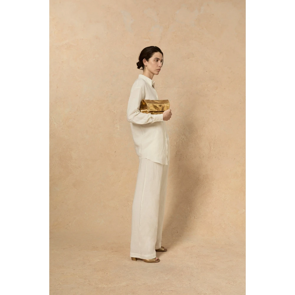 Cortana Marlo rauwe linnen broek Beige Dames