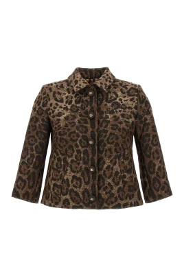 Ull Jacquard Jacka med Leoparddesign