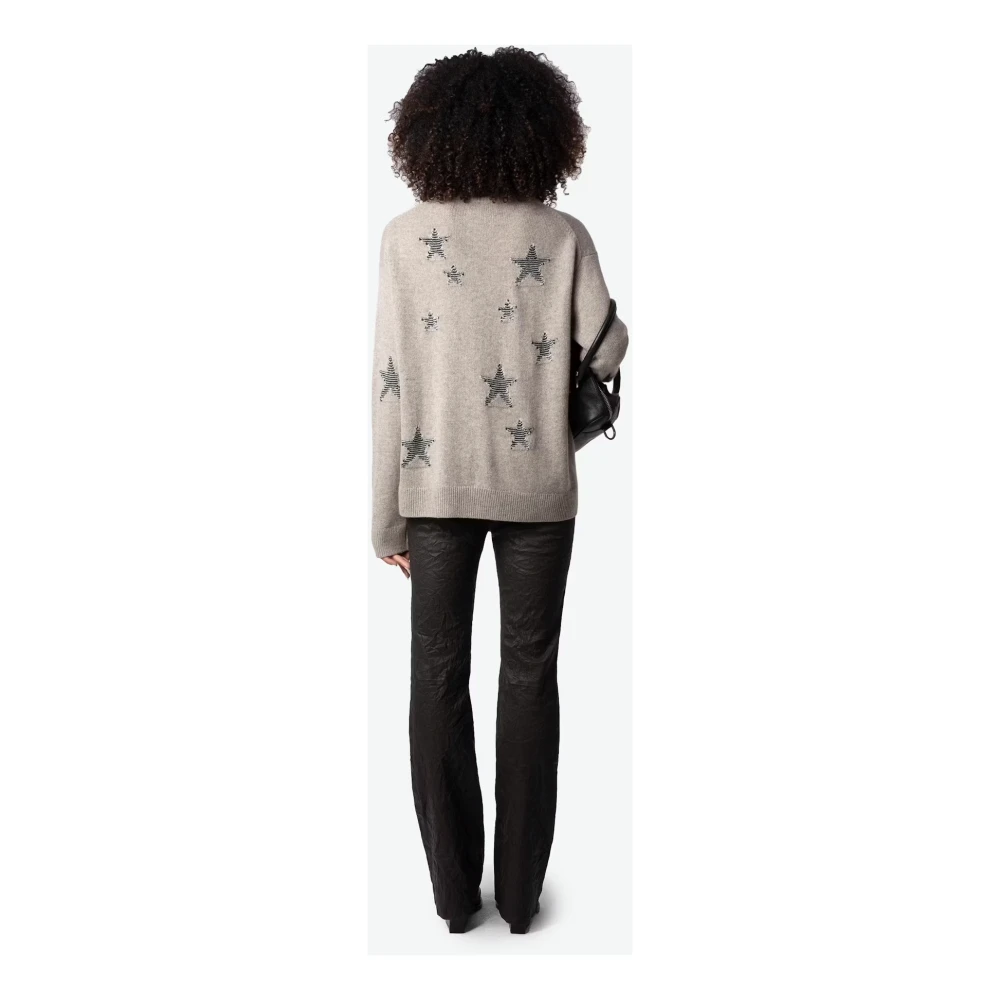 Zadig & Voltaire Sterren Tweed Trui Latte Beige Dames