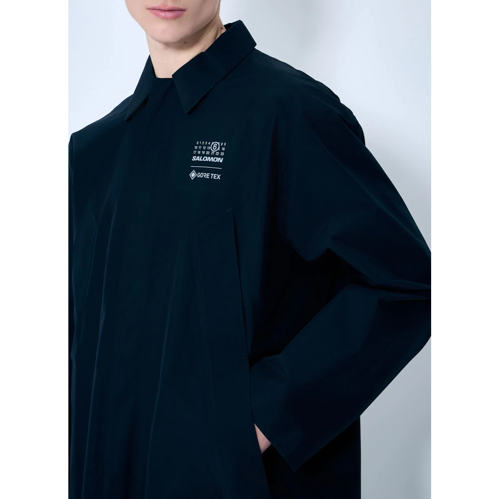 MM6 Maison Margiela Logo Print Trench Coat Black Heren