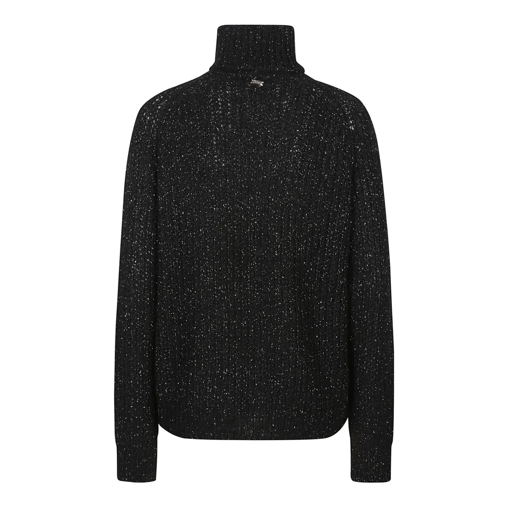 Herno Zwarte Truien met Alpaca en Metaalvezel Black Dames