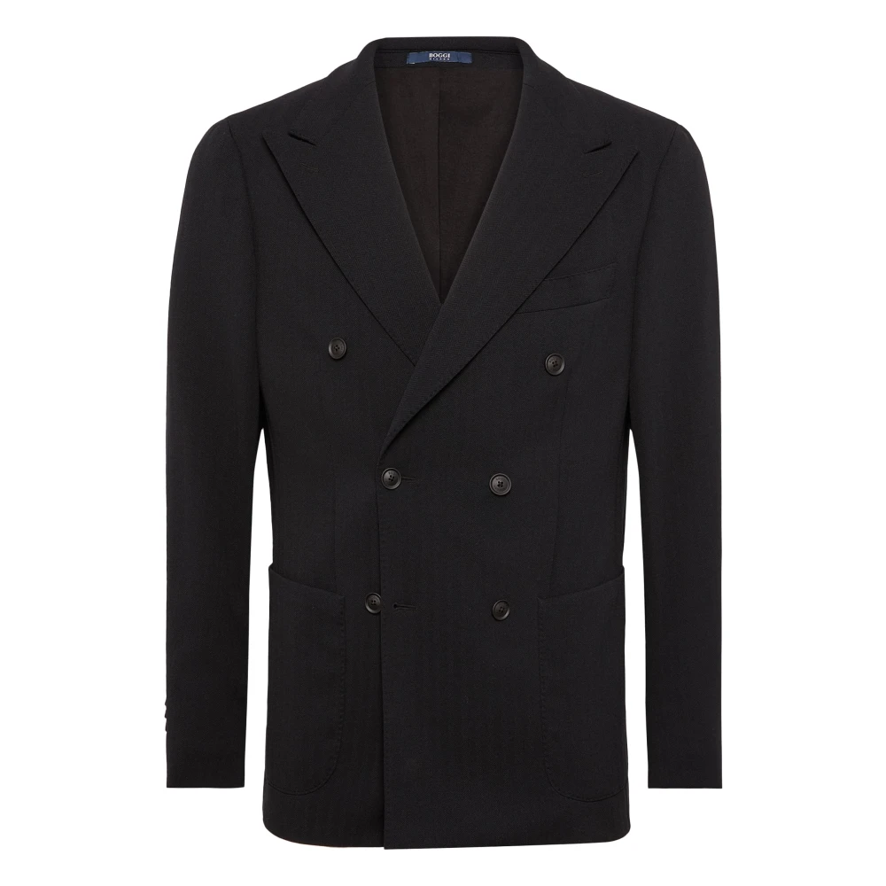 Boggi Milano B Tech Dubbelrijige jas in B Tech Nylon Black Heren