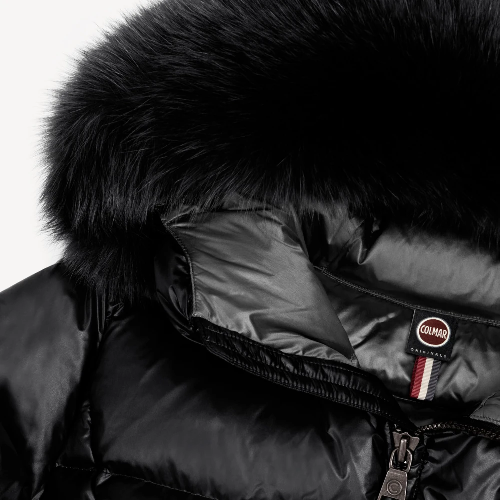 Colmar Zwarte Winterjas met Bont Capuchon Black Dames