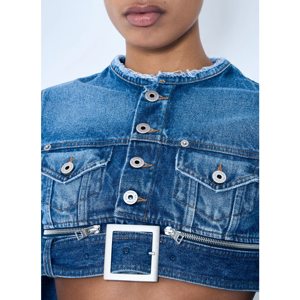 Jean Paul Gaultier Ritssluiting Denim Jacket Blue Dames