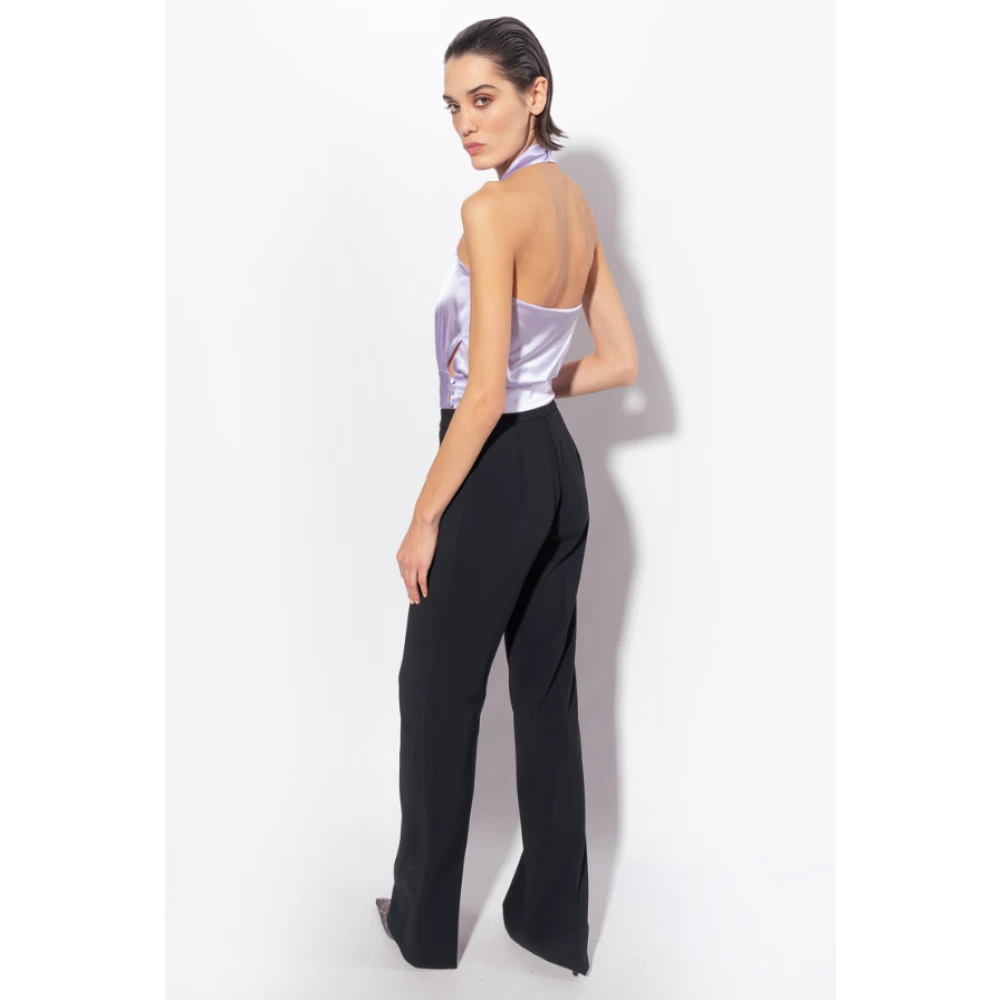 pinko Wijde Pijp Zwarte Broek Black Dames