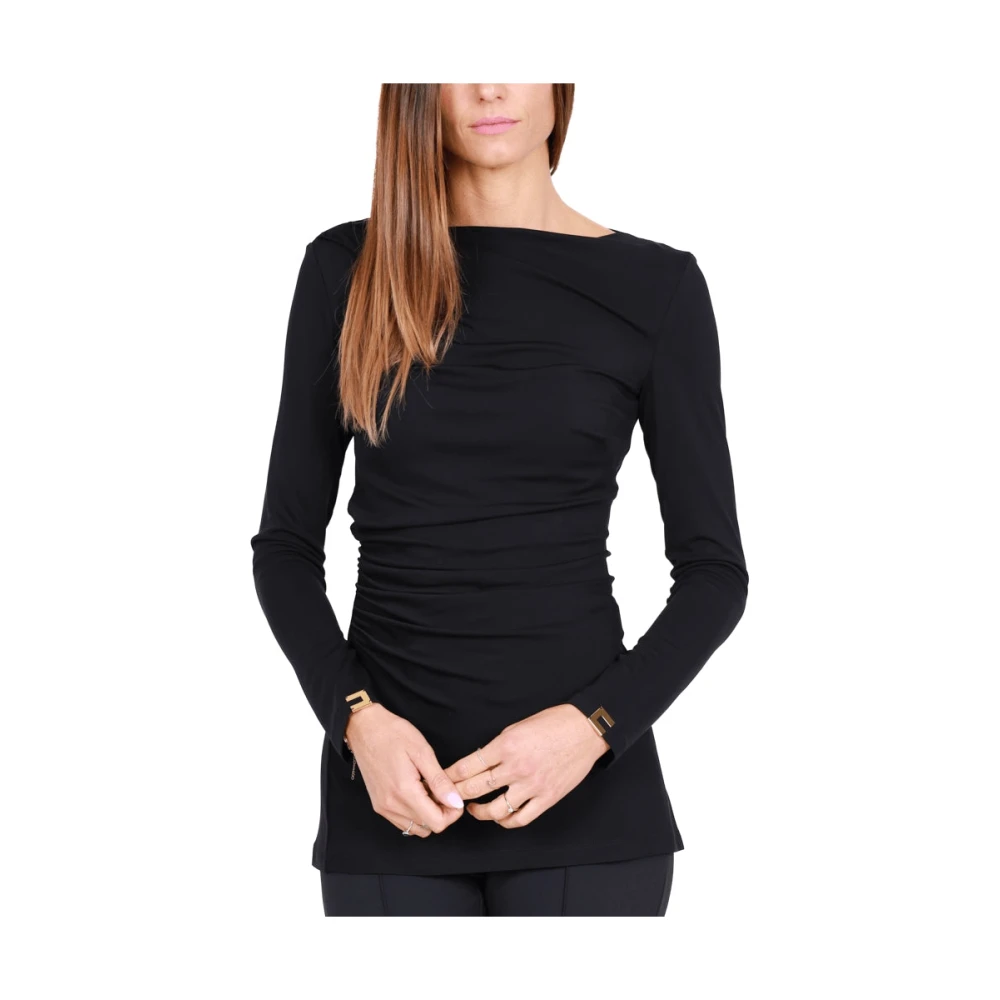 Elisabetta Franchi Zwarte longsleeve jersey top Black Dames